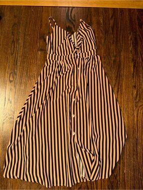 SHEIN Brown and Black Vertical Stripe Top